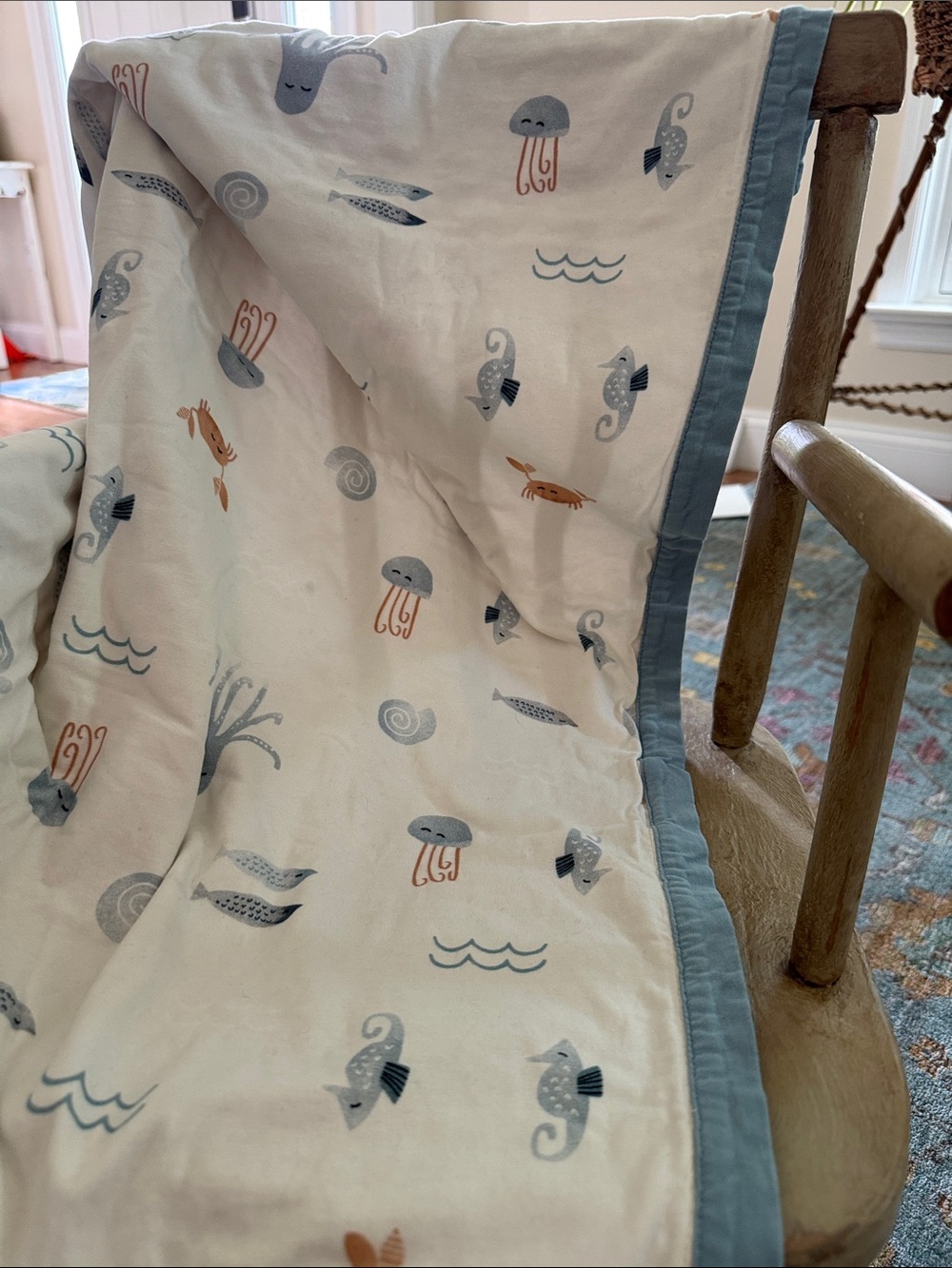 Primitives by Kathy Ocean Friends Baby Blanket - Blue, Cream, Orange